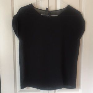 Sheer Black Blouse with Polka Dot Pattern